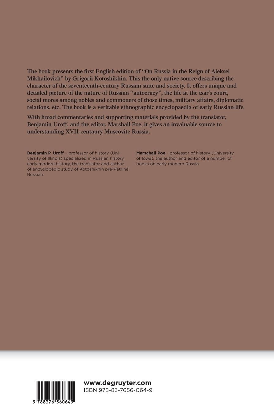 Rückseitencover Russia in the Reign of Aleksei Mikhailovich