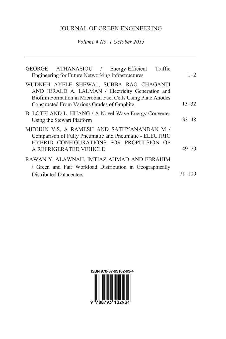 Rückseitencover JOURNAL OF GREEN ENGINEERING Volume 4, No. 1
