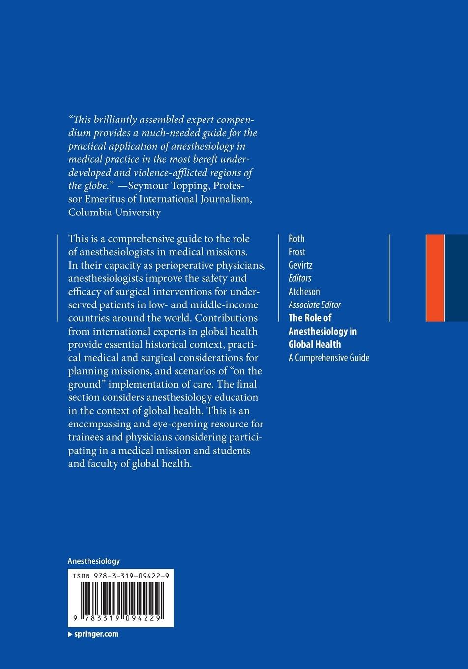 Rückseitencover The Role of Anesthesiology in Global Health