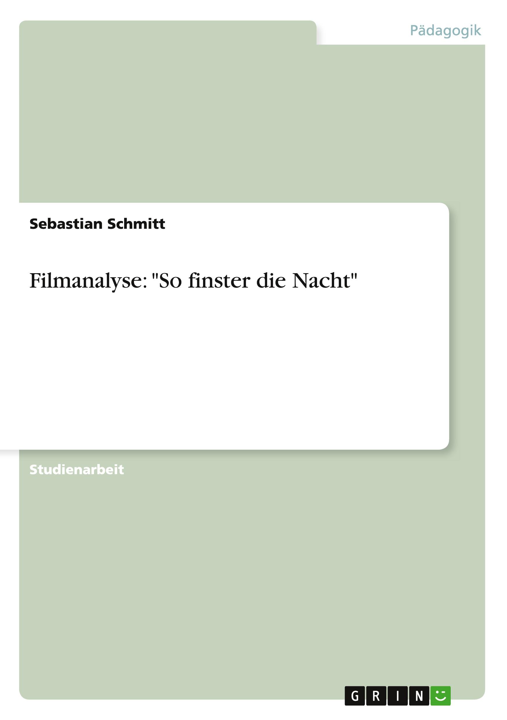 Vorderes Coverbild Filmanalyse: "So finster die Nacht"