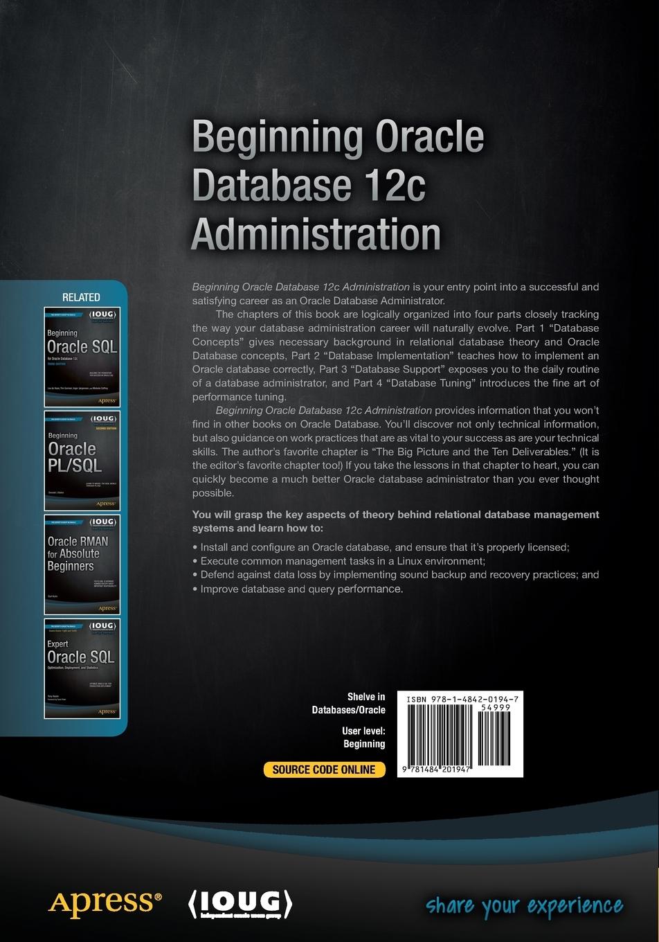 Rückseitencover Beginning Oracle Database 12c Administration