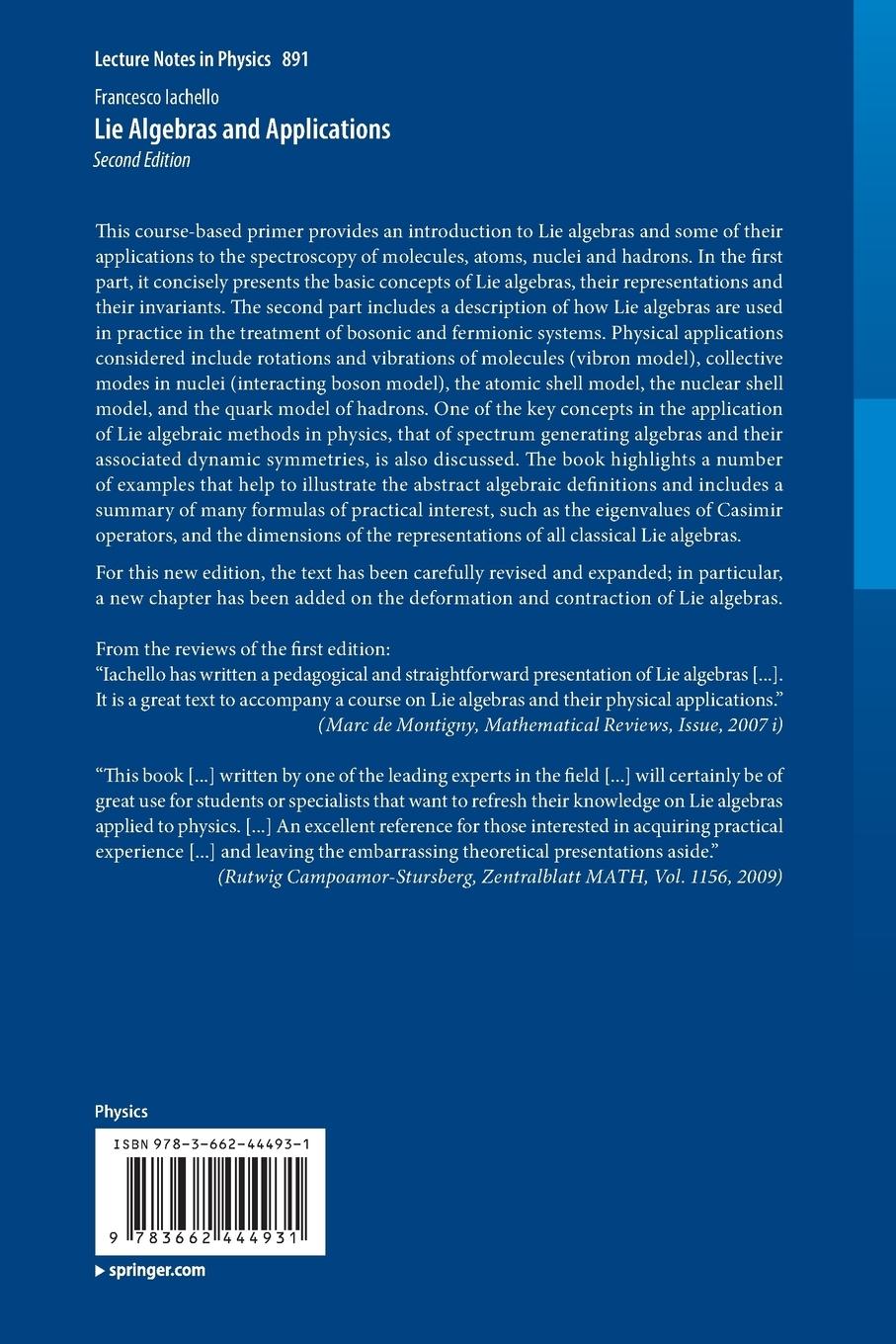 Rückseitencover Lie Algebras and Applications