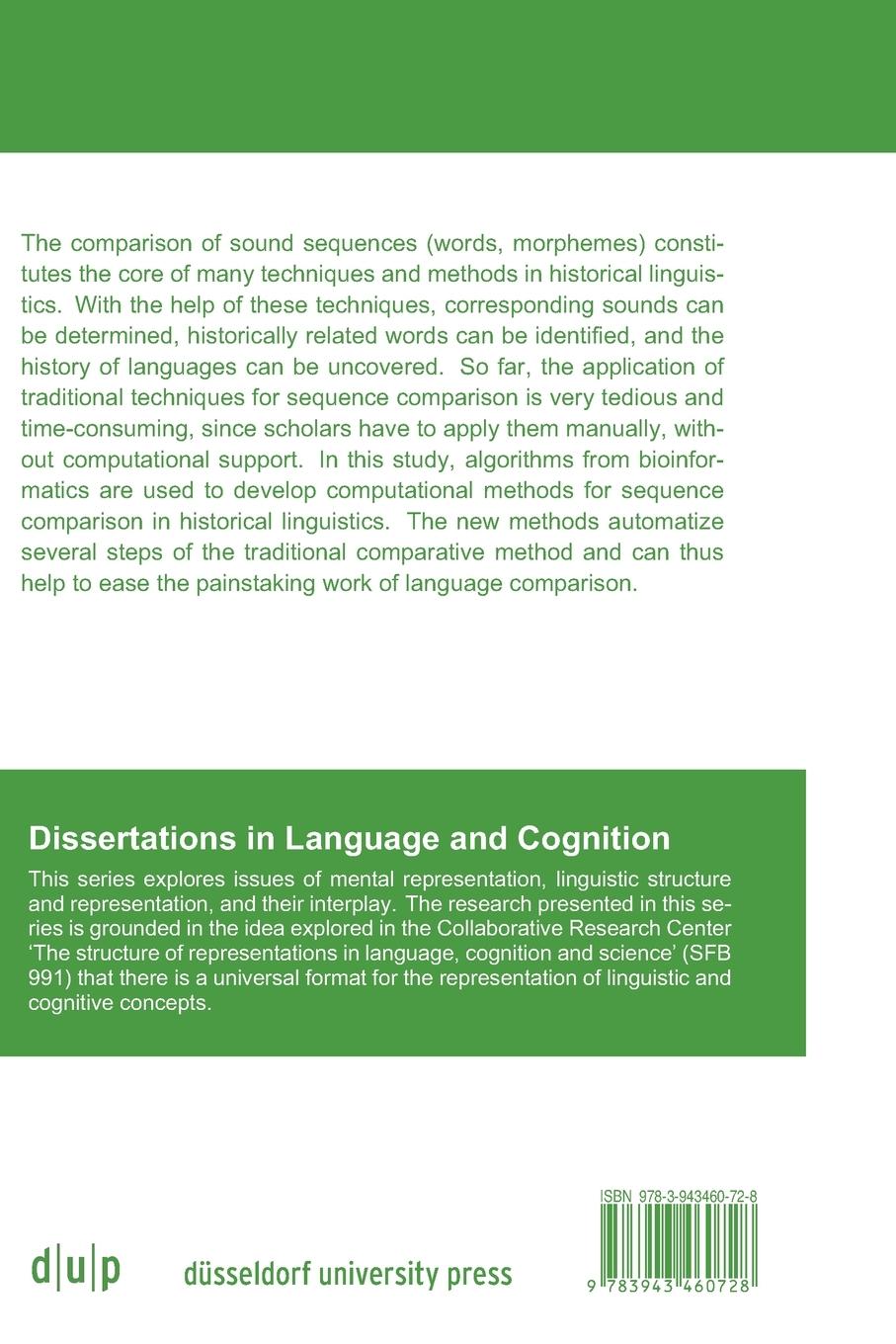 Rückseitencover Sequence Comparison in Historical Linguistics