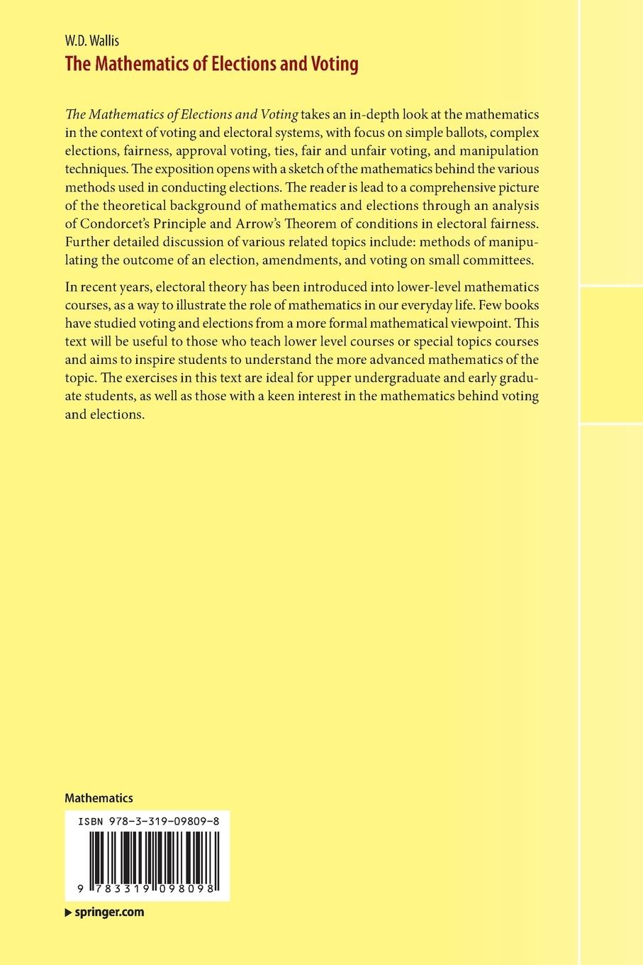Rückseitencover The Mathematics of Elections and Voting