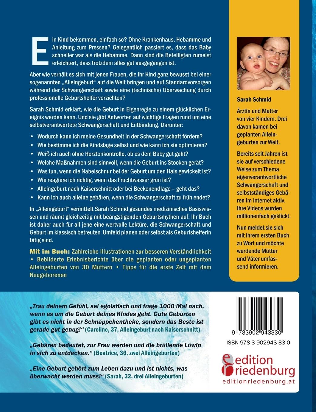Rückseitencover Alleingeburt - Schwangerschaft und Geburt in Eigenregie