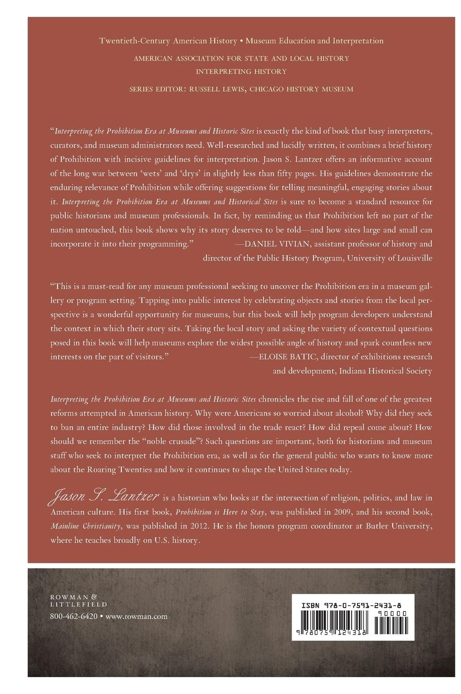 Rückseitencover Interpreting the Prohibition Era at Museums and Historic Sites