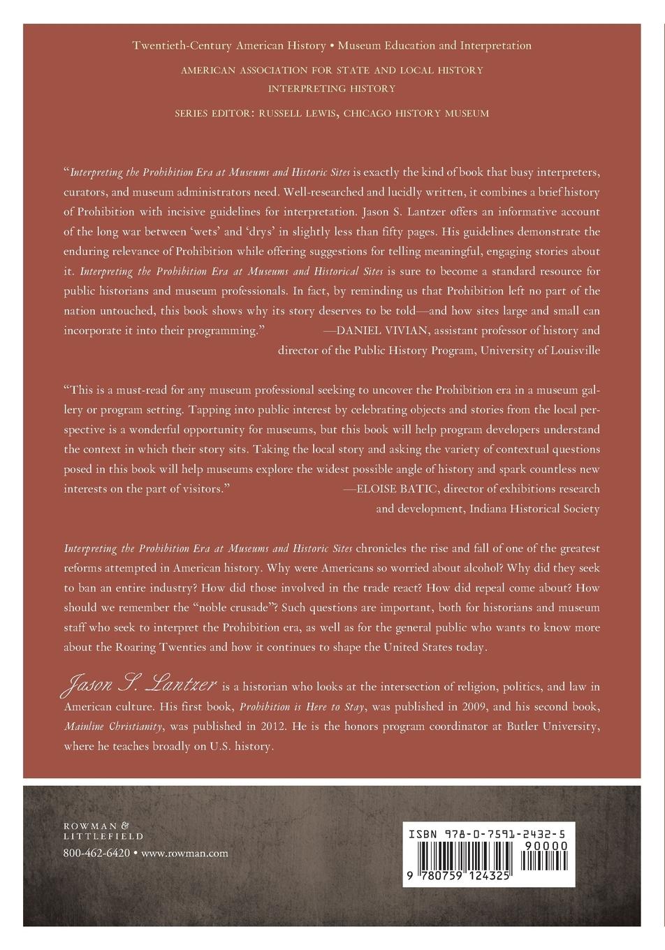 Rückseitencover Interpreting the Prohibition Era at Museums and Historic Sites