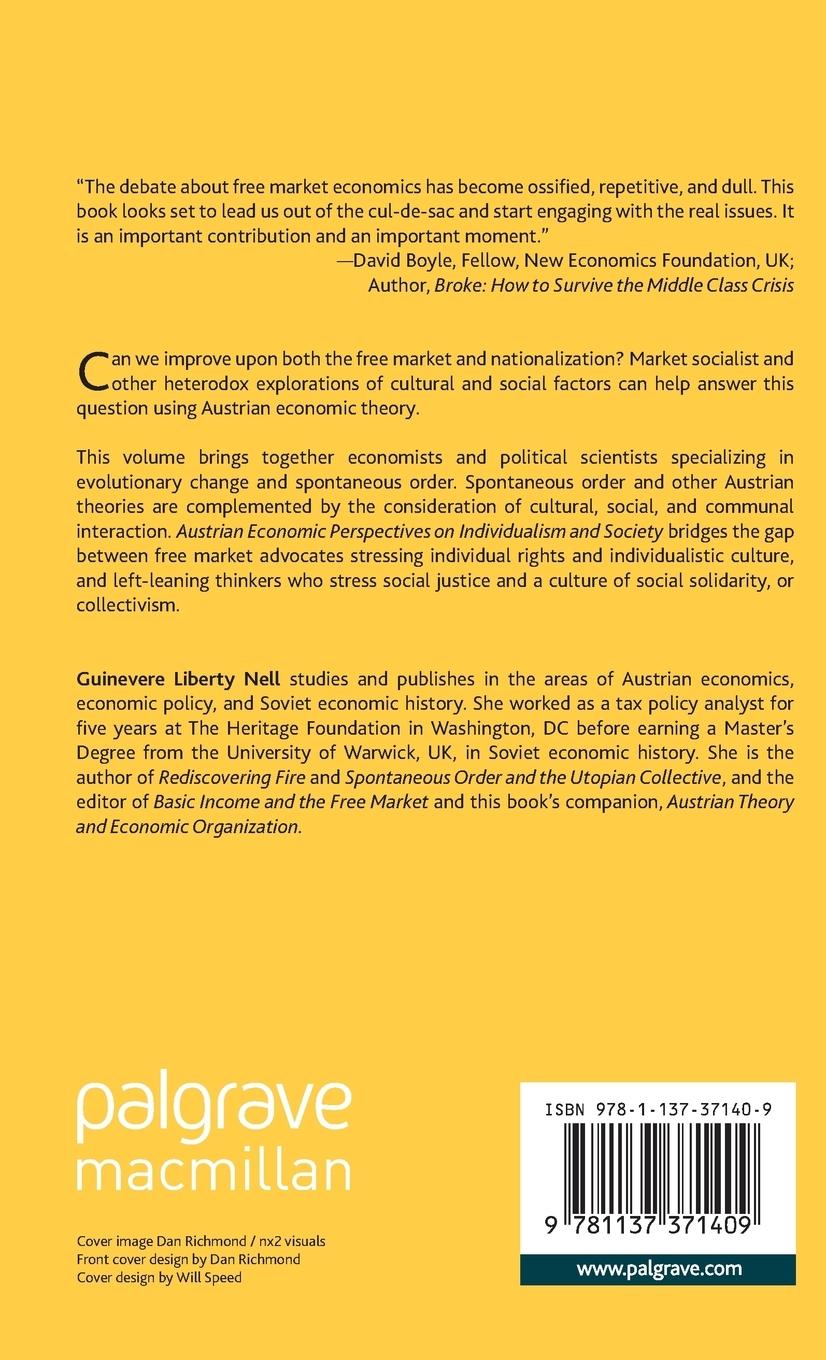 Rückseitencover Austrian Economic Perspectives on Individualism and Society