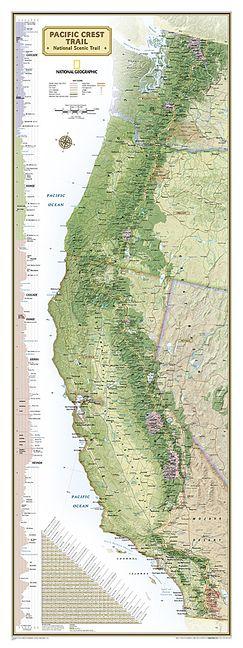 Vorderes Coverbild National Geographic Pacific Crest Trail Wall Map in Gift Box (18 X 48 In)