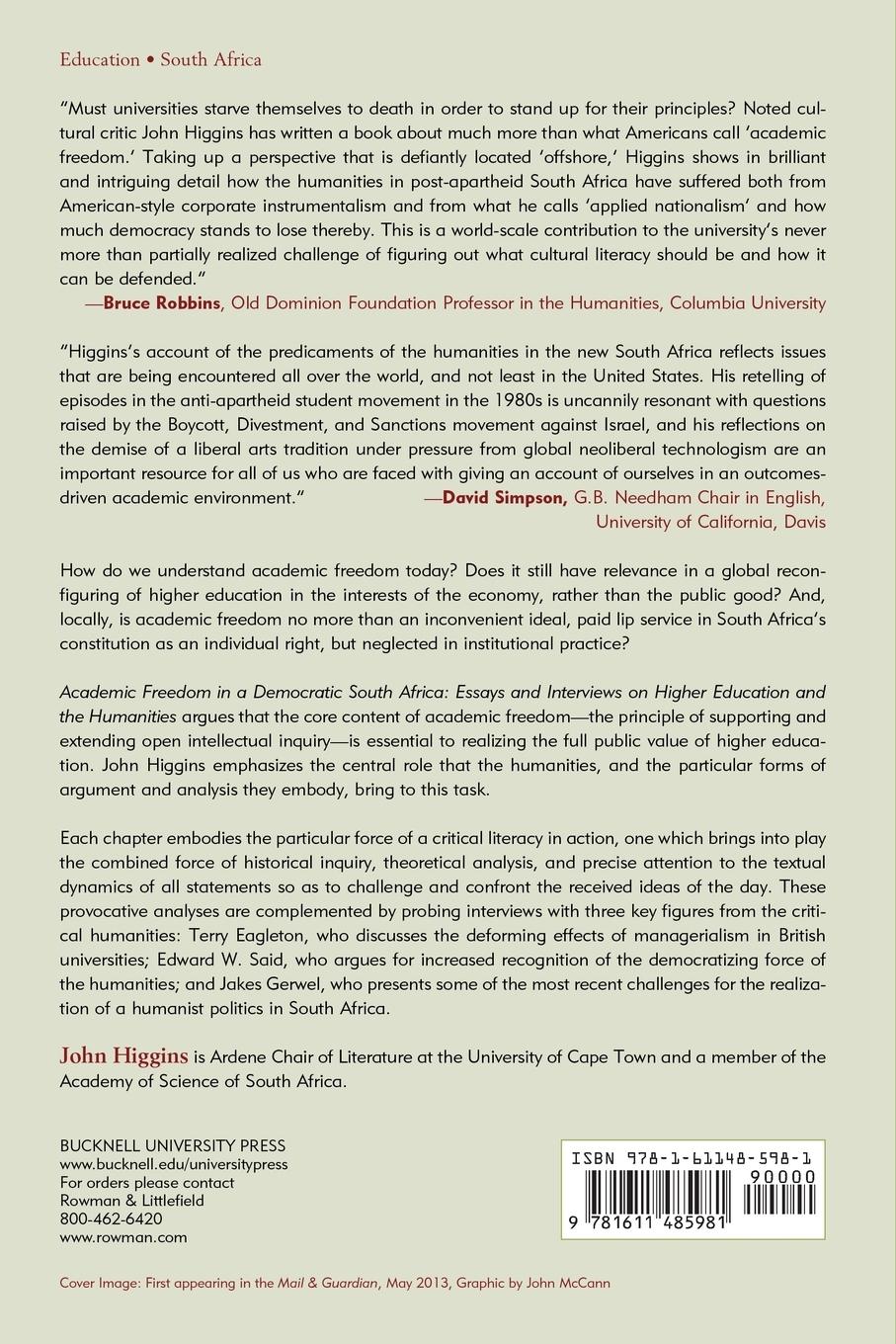 Rückseitencover Academic Freedom in a Democratic South Africa