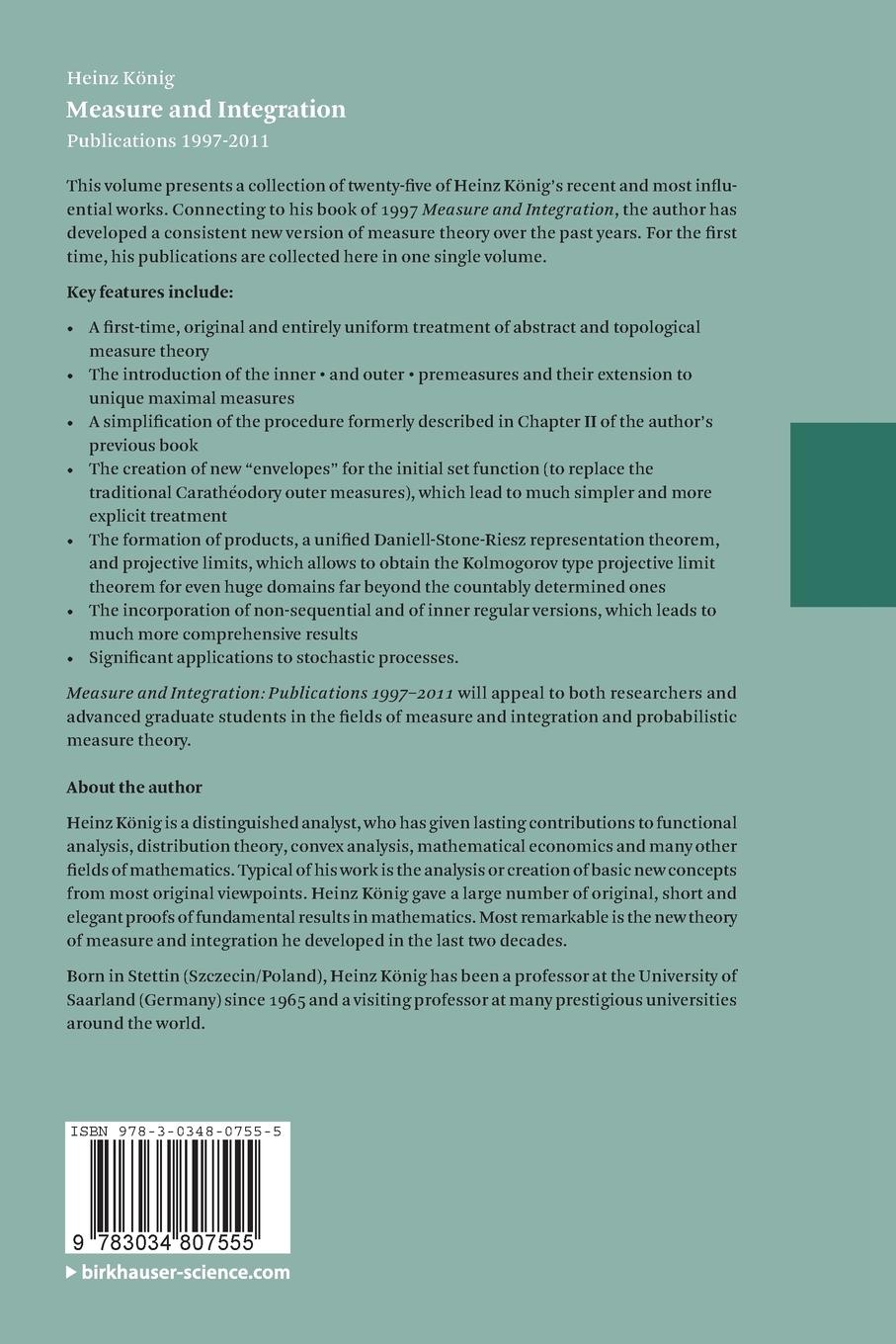 Rückseitencover Measure and Integration