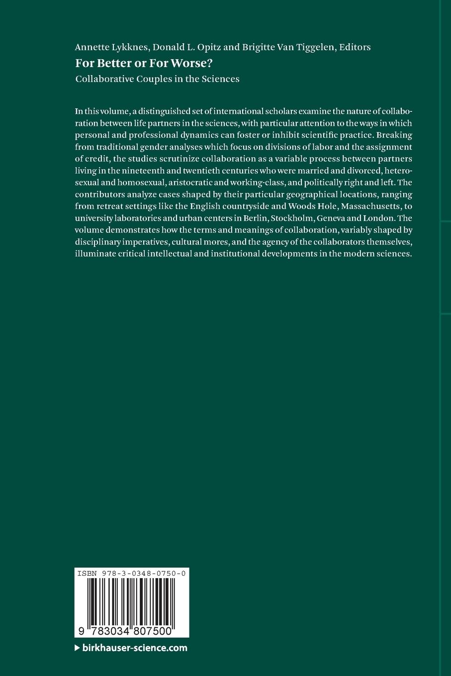 Rückseitencover For Better or For Worse? Collaborative Couples in the Sciences