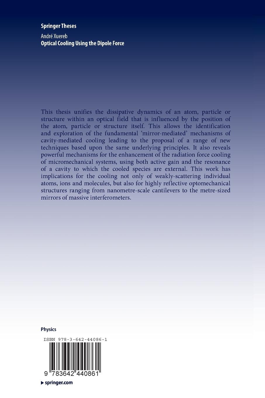 Rückseitencover Optical Cooling Using the Dipole Force