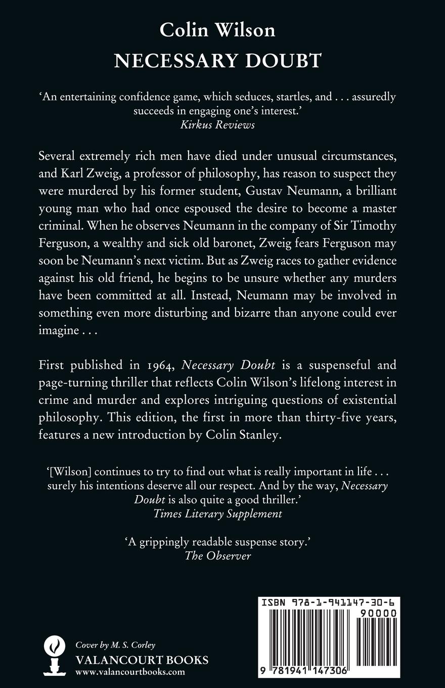 Rückseitencover Necessary Doubt (Valancourt 20th Century Classics)