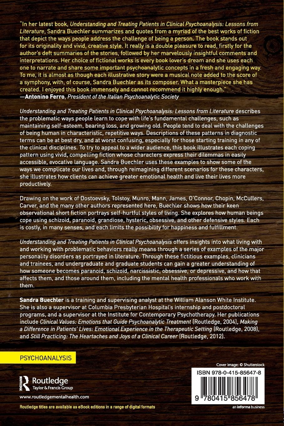 Rückseitencover Understanding and Treating Patients in Clinical Psychoanalysis