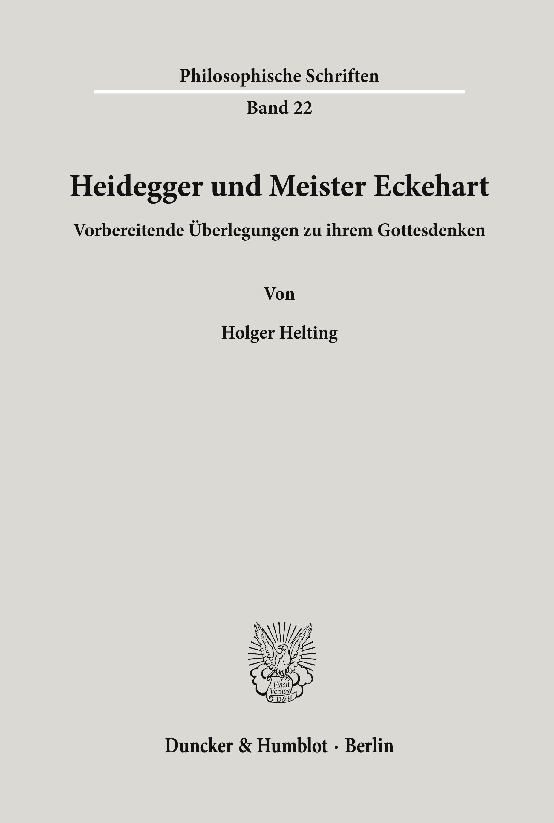 Vorderes Coverbild Heidegger und Meister Eckehart.