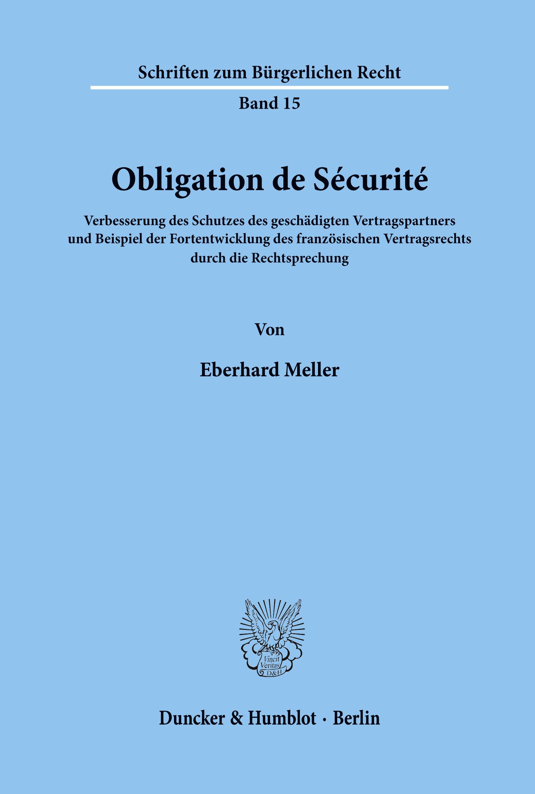 Vorderes Coverbild Obligation de Sécurité.