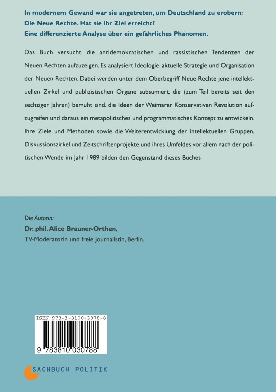 Rückseitencover Die Neue Rechte in Deutschland