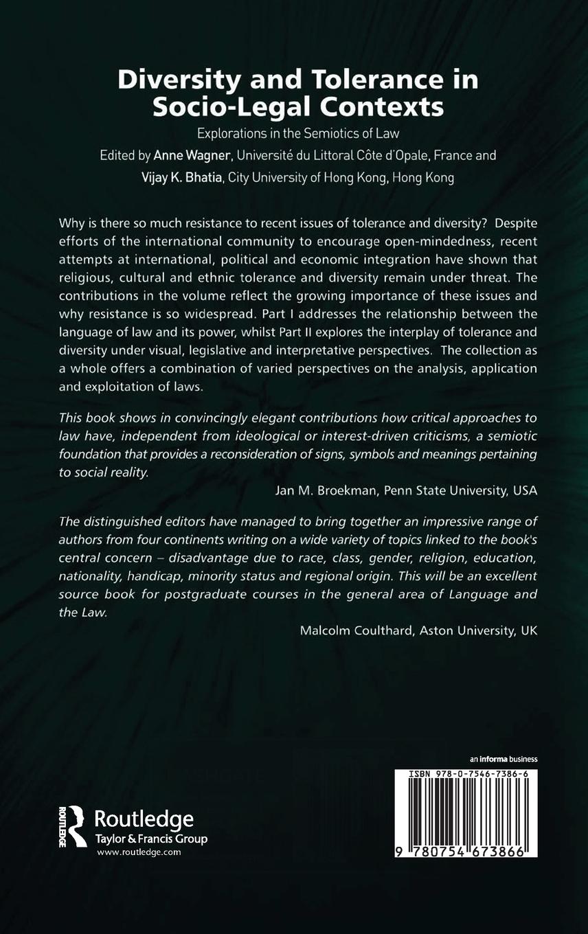 Rückseitencover Diversity and Tolerance in Socio-Legal Contexts