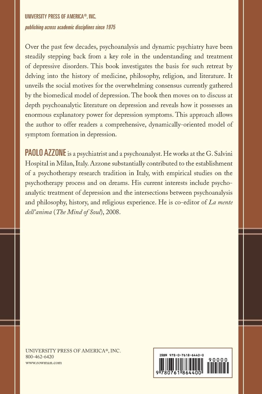 Rückseitencover Depression as a Psychoanalytic Problem