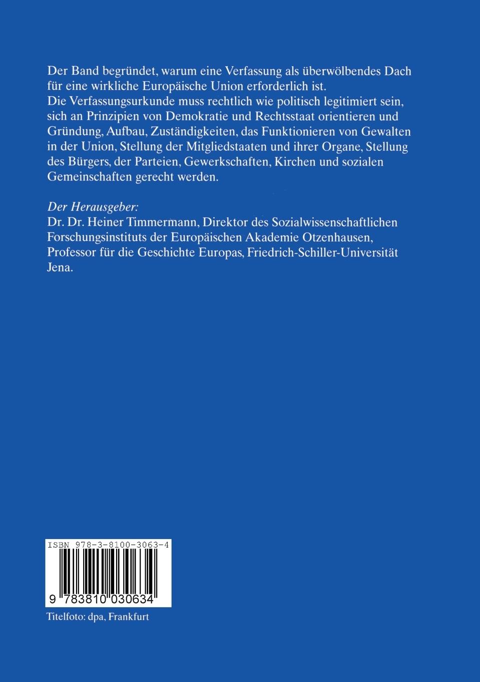 Rückseitencover Eine Verfassung für die Europäische Union