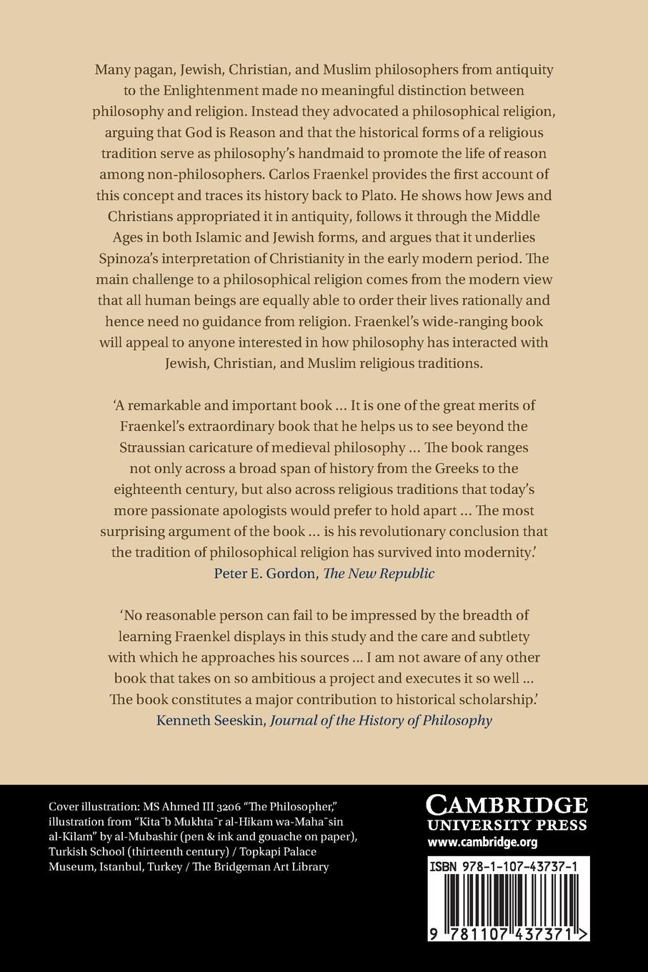 Rückseitencover Philosophical Religions from Plato to Spinoza