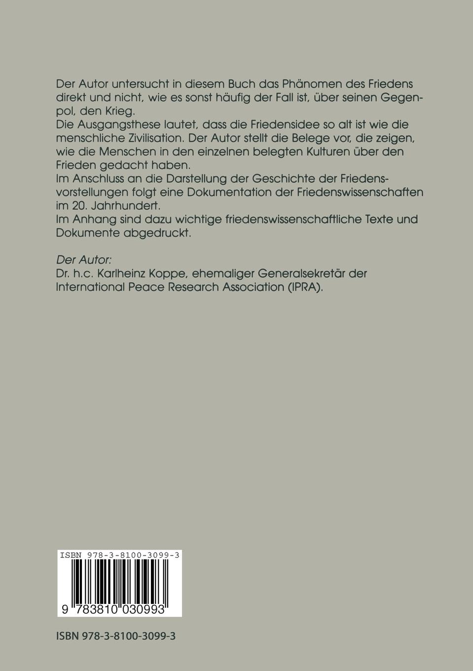 Rückseitencover Der vergessene Frieden