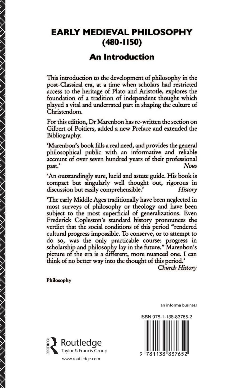 Rückseitencover Early Medieval Philosophy 480-1150