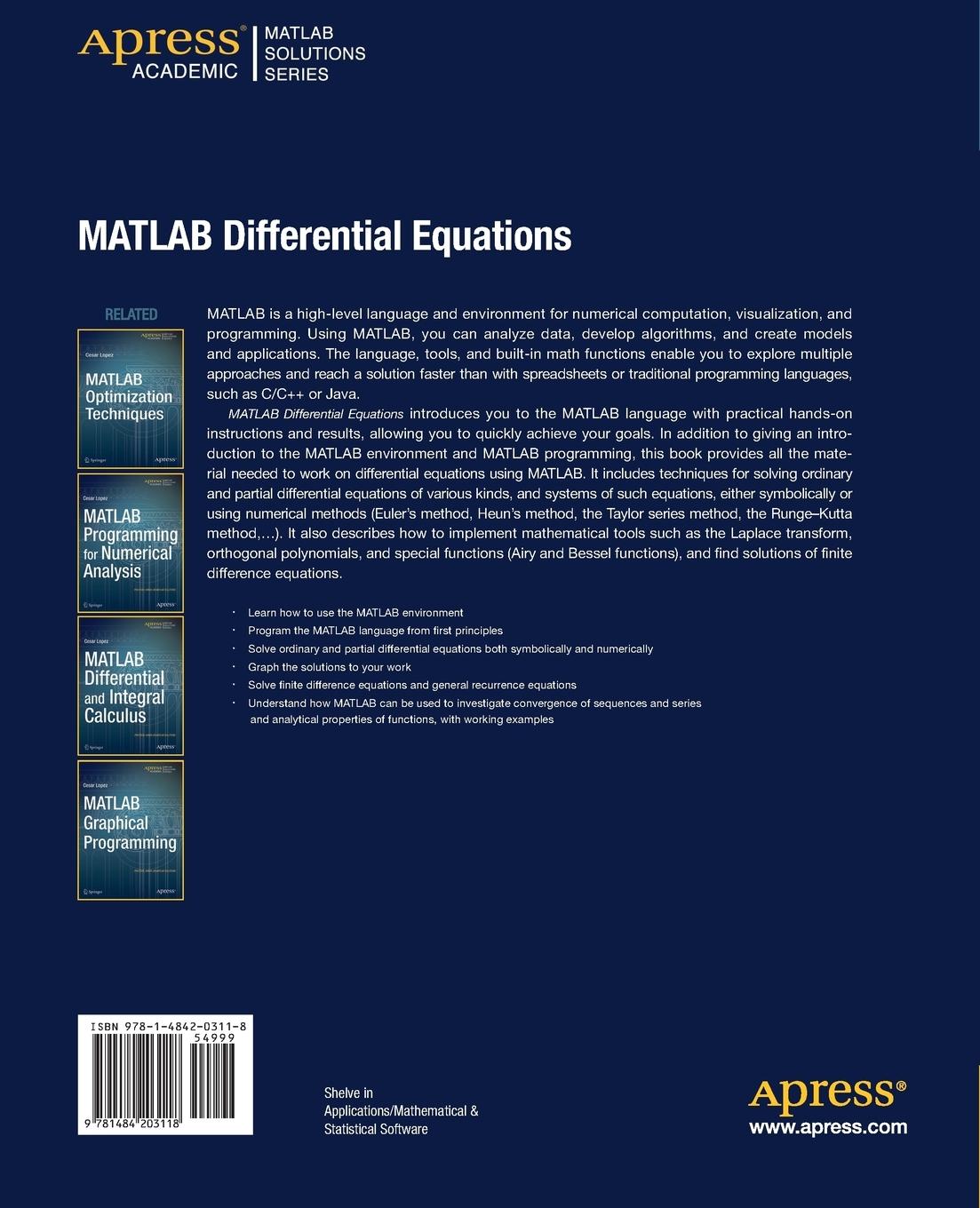 Rückseitencover MATLAB Differential Equations