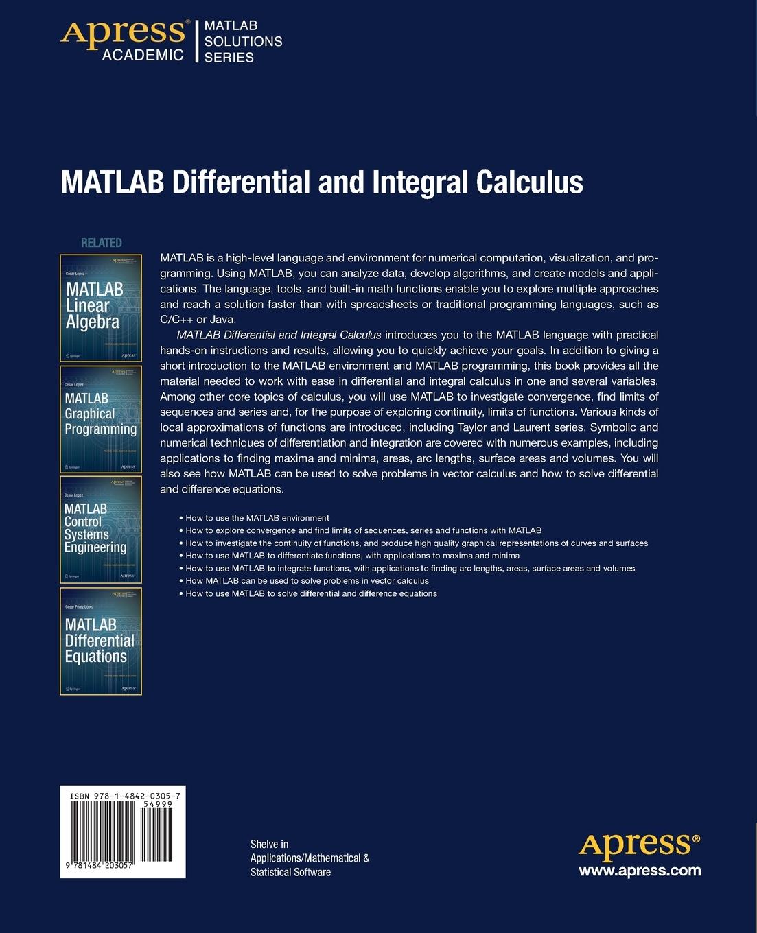 Rückseitencover MATLAB Differential and Integral Calculus