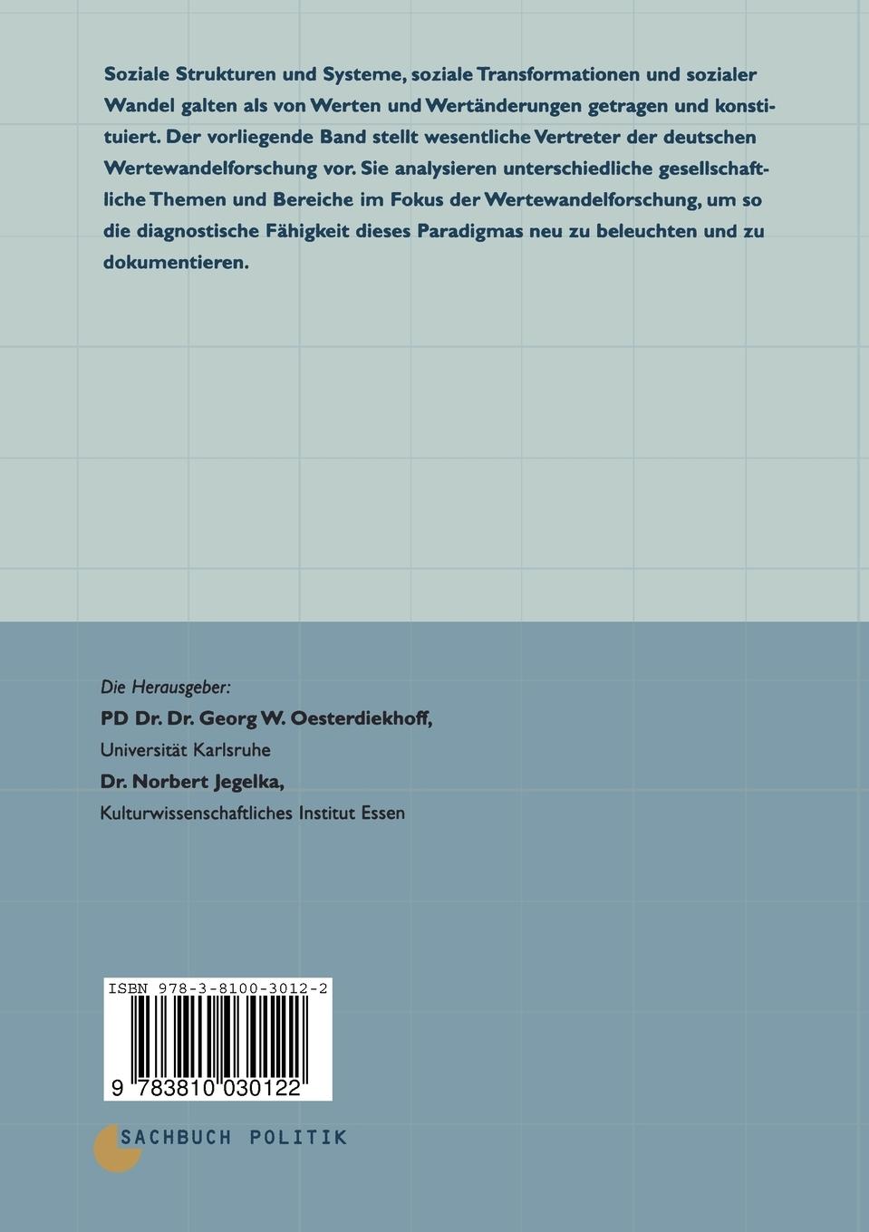 Rückseitencover Werte und Wertewandel in westlichen Gesellschaften