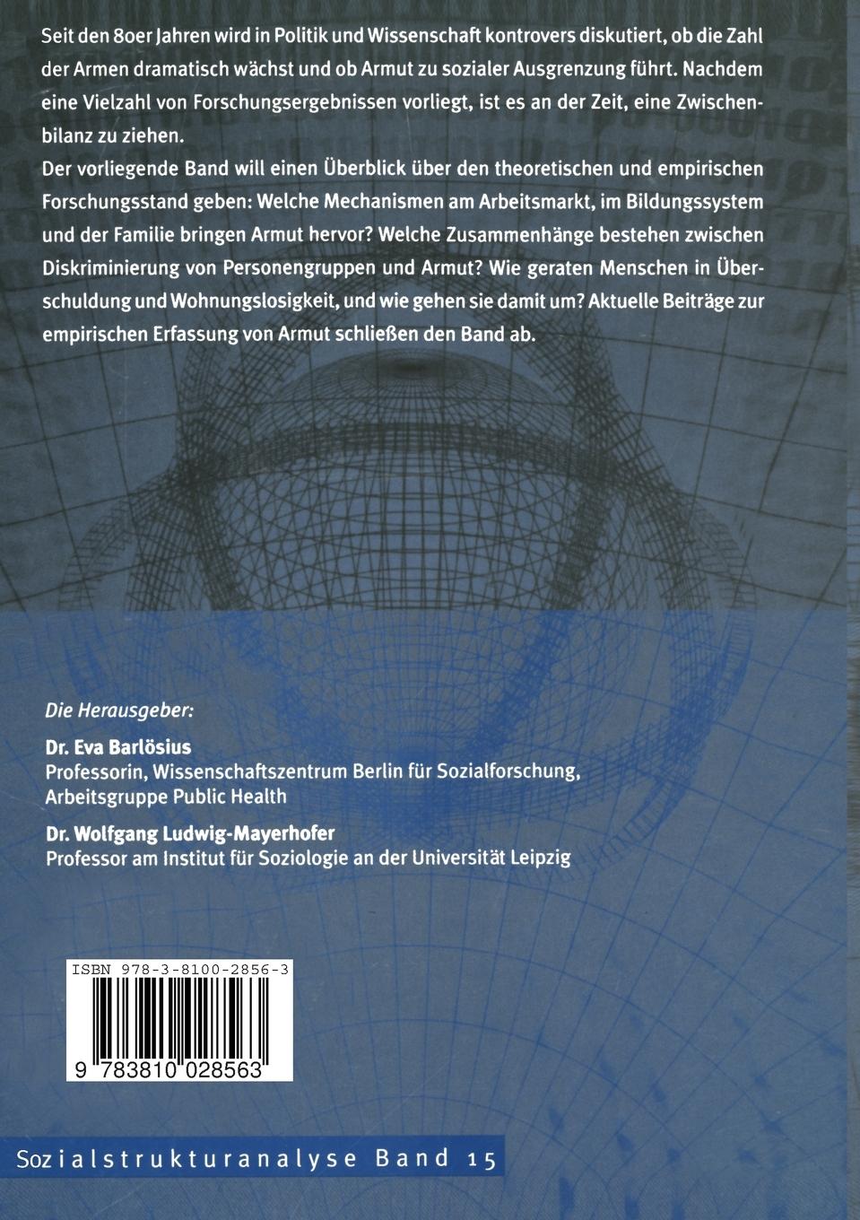 Rückseitencover Die Armut der Gesellschaft