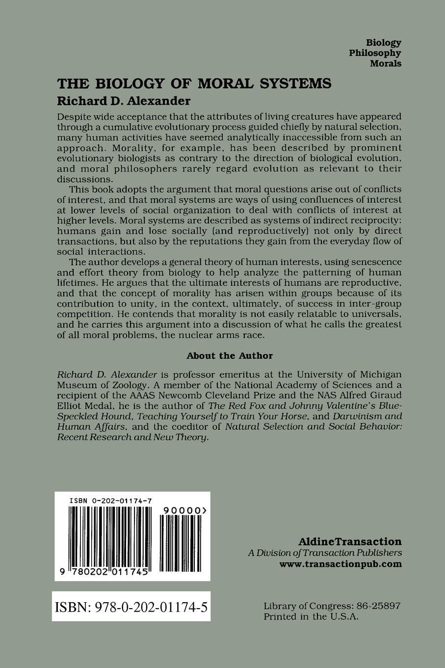 Rückseitencover The Biology of Moral Systems