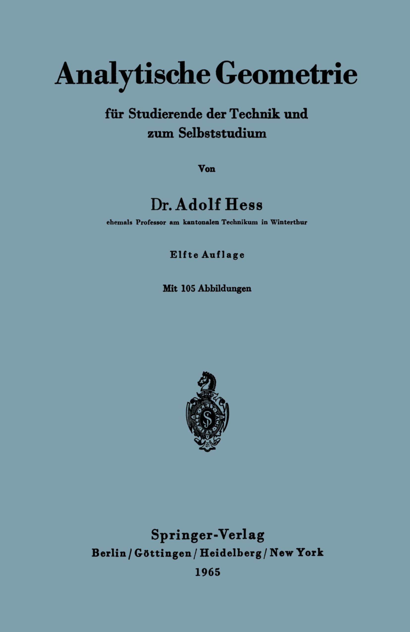 Vorderes Coverbild Analytische Geometrie für Studierende der Technik und zum Selbststudium