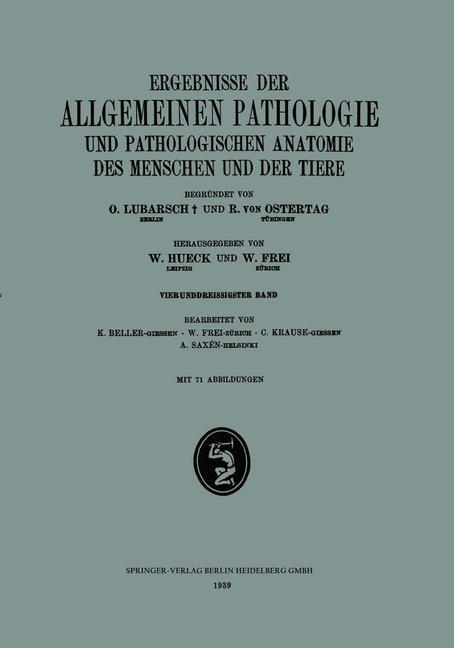 Vorderes Coverbild Ergebnisse der Allgemeinen Pathologie und Pathologischen Anatomie des Menschen und der Tiere