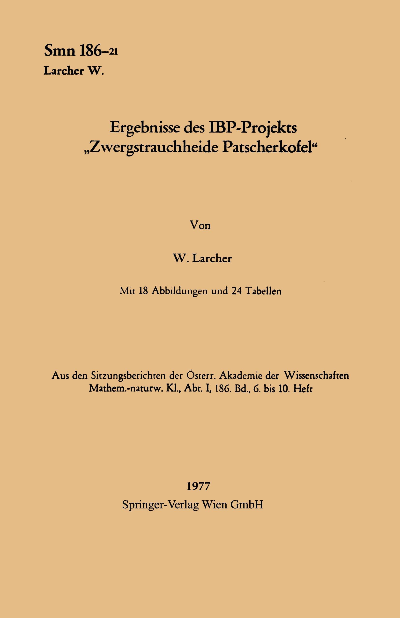 Vorderes Coverbild Ergebnisse des IBP-Projekts "Zwergstrauchheide Patscherkofel"