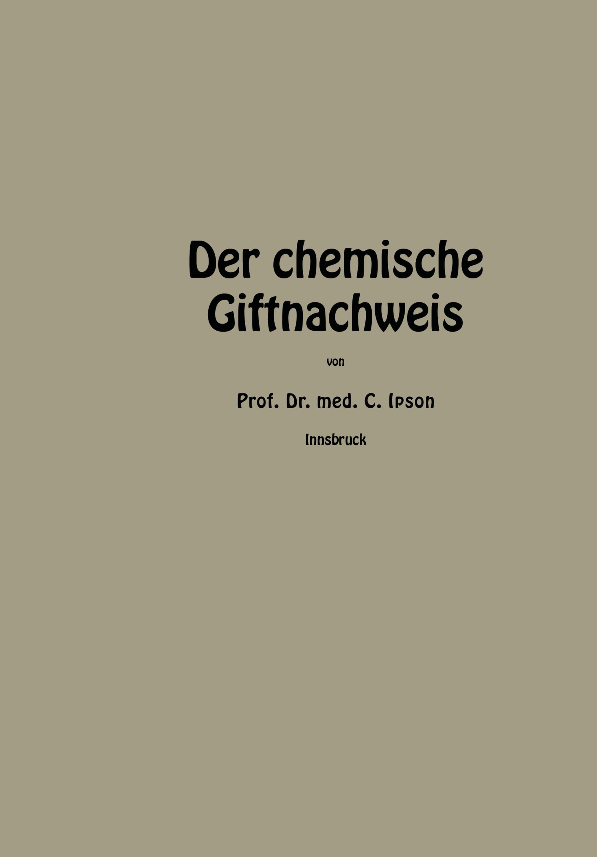 Vorderes Coverbild Der chemische Giftnachweis