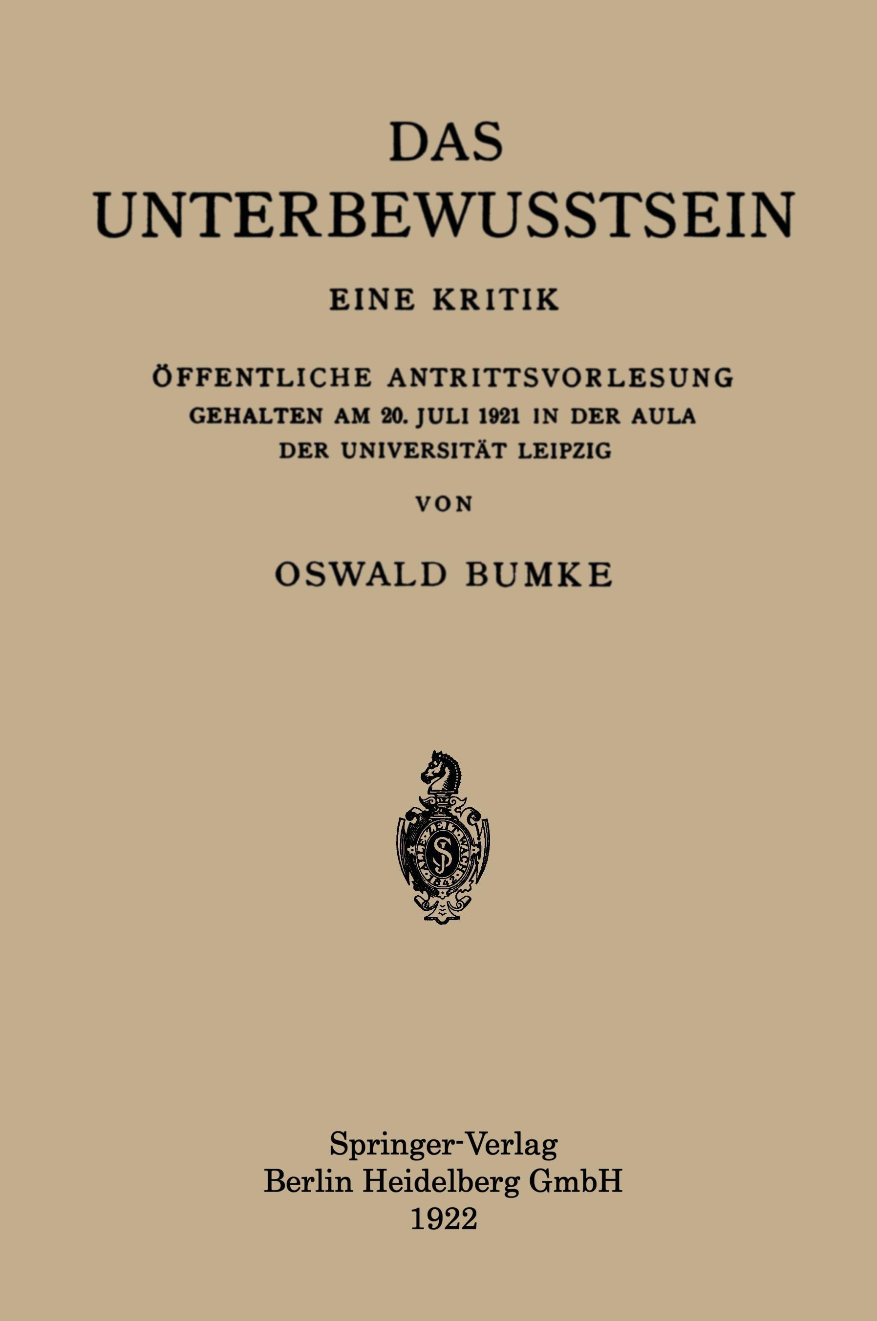 Vorderes Coverbild Das Unterbewusstsein