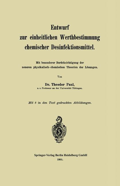 Vorderes Coverbild Entwurf zur einheitlichen Werthbestimmung chemischer Desinfektionsmittel