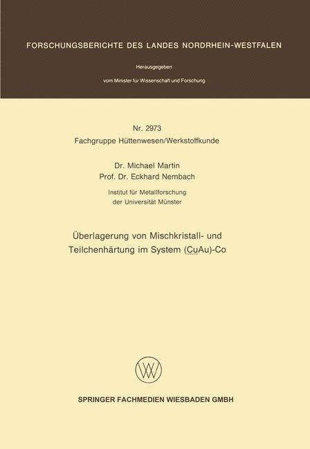 Vorderes Coverbild Überlagerung von Mischkristall- und Teilchenhärtung im System (CuAu)-Co