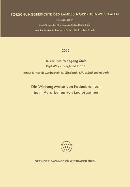 Vorderes Coverbild Die Wirkungsweise von Fadenbremsen beim Verarbeiten von Endlosgarnen