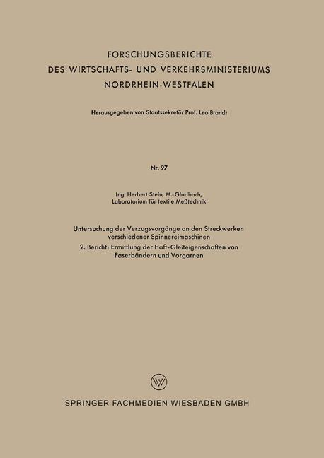 Vorderes Coverbild Untersuchung der Verzugsvorgänge an den Streckwerken verschiedener Spinnereimaschinen