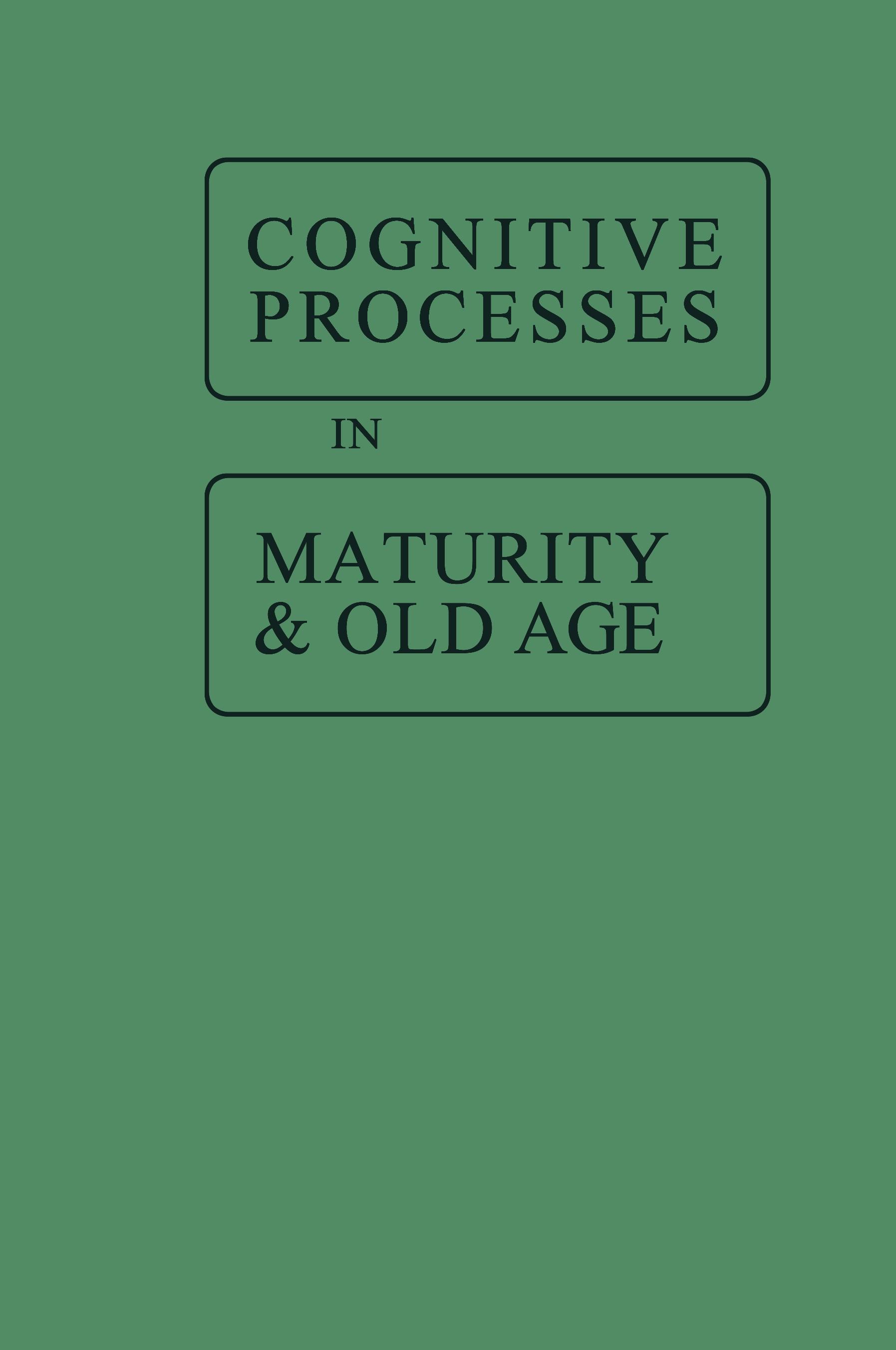 Vorderes Coverbild Cognitive Processes in Maturity and Old Age