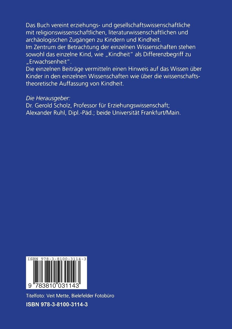 Rückseitencover Perspektiven auf Kindheit und Kinder