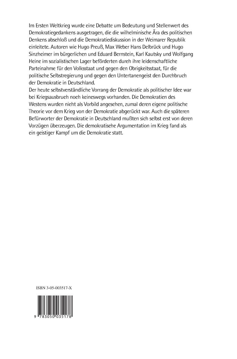 Rückseitencover Demokratisches Denken im Krieg