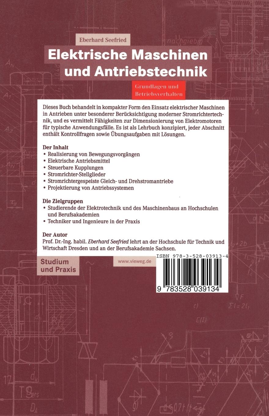Rückseitencover Elektrische Maschinen und Antriebstechnik