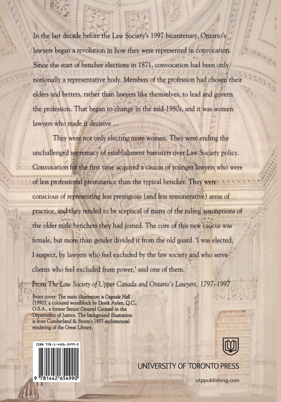 Rückseitencover The Law Society of Upper Canada and Ontario's Lawyers, 1797-1997