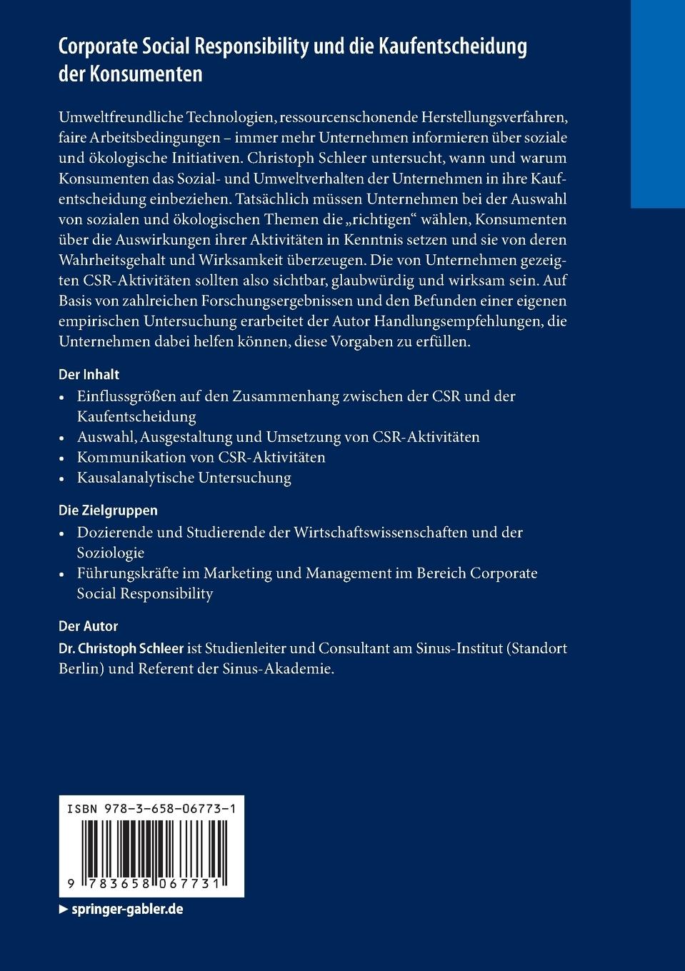 Rückseitencover Corporate Social Responsibility und die Kaufentscheidung der Konsumenten