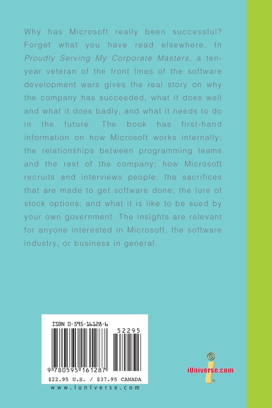 Rückseitencover Proudly Serving My Corporate Masters