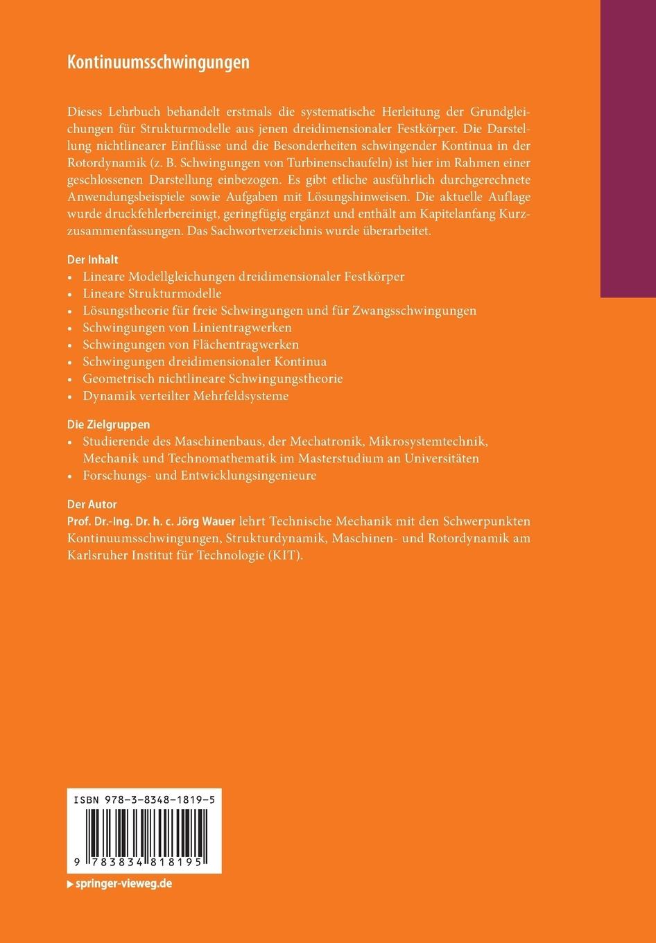 Rückseitencover Kontinuumsschwingungen